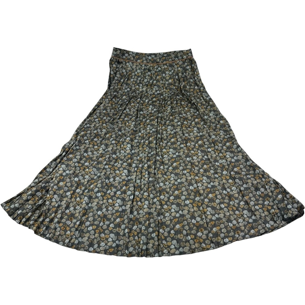 Cotelac Gray w/ Fall Leaf Design Polyester Long Skirt Womens Size 2